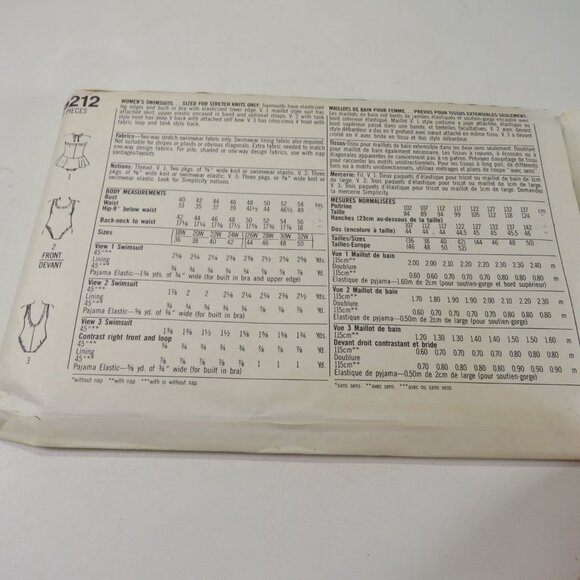 Simplicity 9212 Sewing Pattern Swimsuit Overlock/Surger 18W - 24W UNCUT - Picture 8 of 10